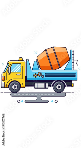 Modern Cement Mixer Truck Illustration For Construction Projects