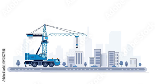 Modern City Construction Crane Assembling Buildings And Infrastructure