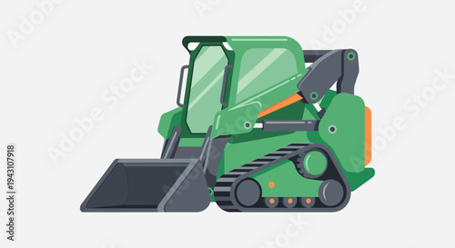 Modern Compact Green Construction Vehicle With Tracks And Bucket