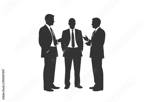 Successful businessmen standing and talking silhouette vector for corporate meeting.