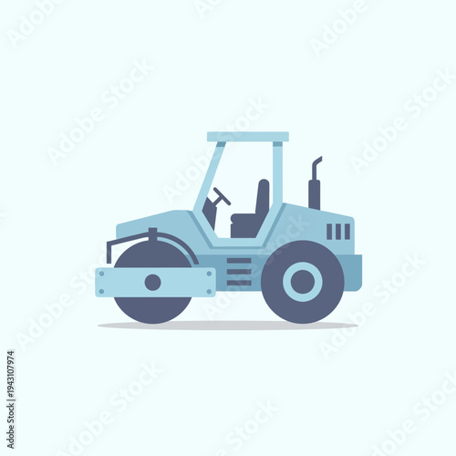 Modern Compact Road Roller Vehicle Illustration For Construction Projects
