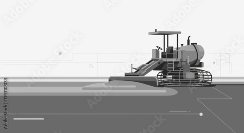 Modern Concrete Spreader Machine Performing Construction Work