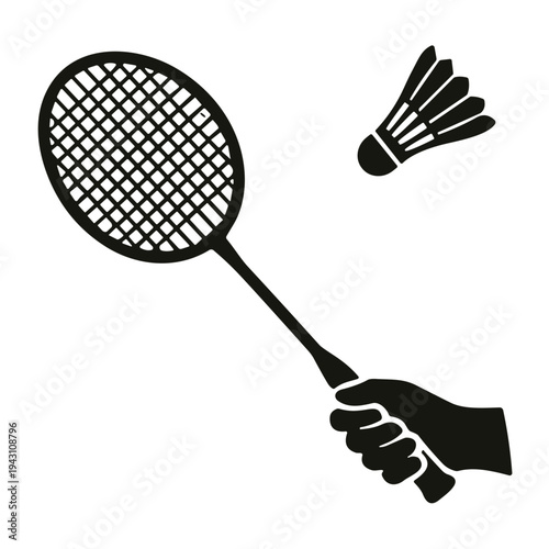 badminton racket with shuttlecock  vector illustration