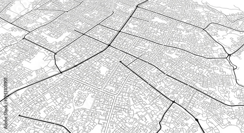 Detailed Map of a City with Prominent Road Network.