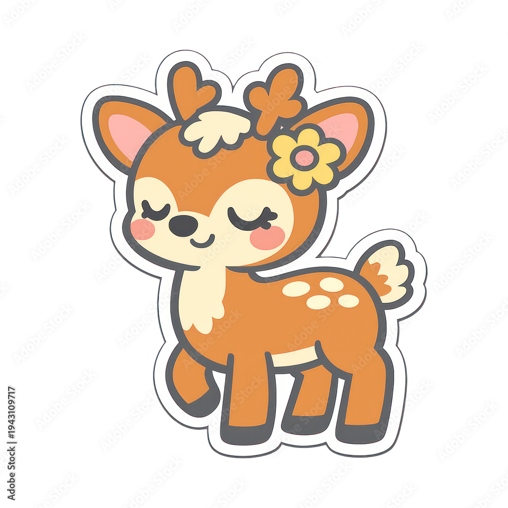 Obraz premium PNG Cute cartoon deer sticker design.