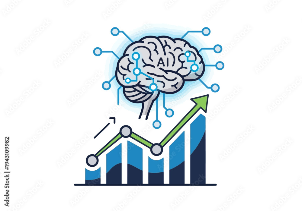 Obraz premium Brain Illustration with Graph and Chart.