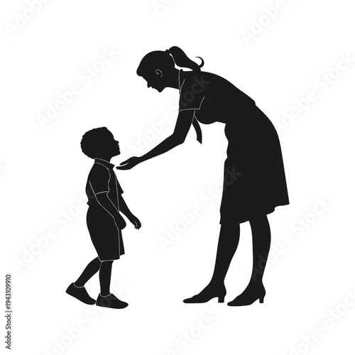 Mother Gently Touching Her Son�s Forehead in a Caring and Protective Gesture