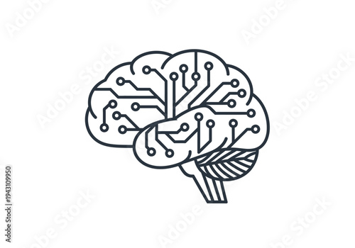 Human Brain Circuit Board Illustration.
