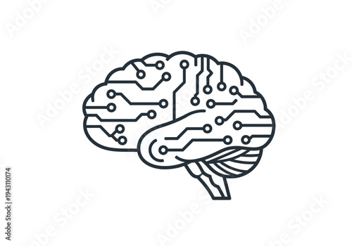 Human Brain Circuit Board Illustration.