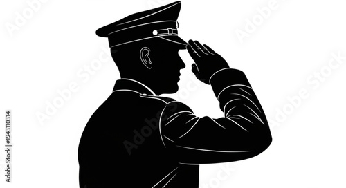Military Officer Saluting with Respect.