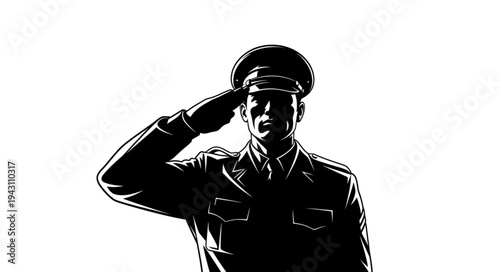 Military Officer Saluting with Respect.