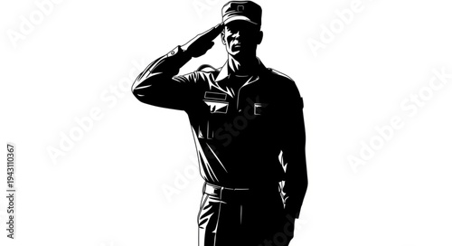 Military Officer Saluting with Respect.