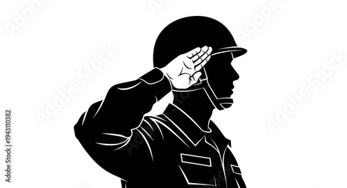 Military Officer Saluting with Respect.