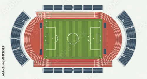 Overhead View of a Football Stadium with Running Track.