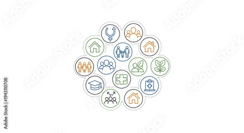 Collection of Social and Community Icons Representing Various Aspects of Life.