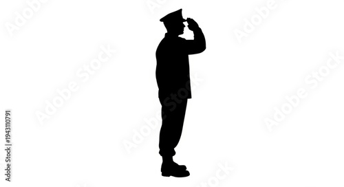 Military Officer Saluting Silhouette.