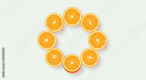Neat circle arrangement of fresh orange slices vector illustration