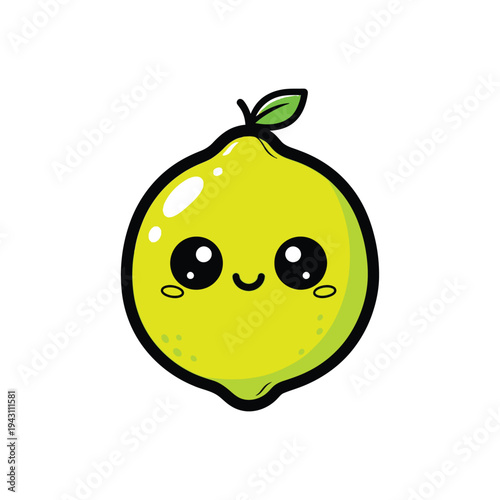 Cute Cartoon Lemon Character With Big Eyes.