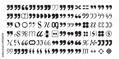 Diverse array of punctuation marks and symbols including quotation marks and other glyphs