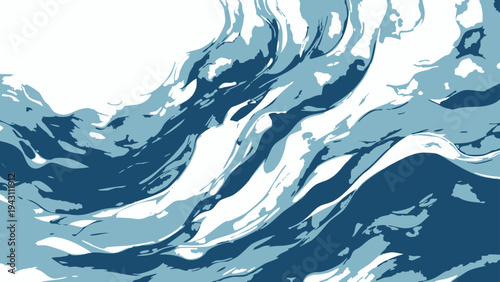 Vector dynamic ocean waves, depicting the raw power and motion of the sea, with abstract forms and fluid patterns.