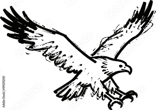 eagle in mid flight with wings spread wide and talons ready to grasp prey