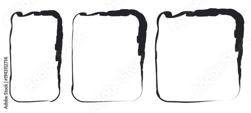 Frame brush rectangle set. Frame rectangle border brush stroke with chalk rough line and square shape. set of black and white buttons	 vector illustration of an abstract background