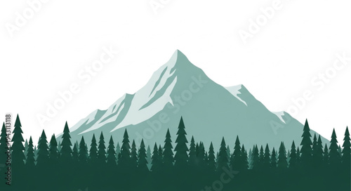 Mountain Landscape with Forest Trees.