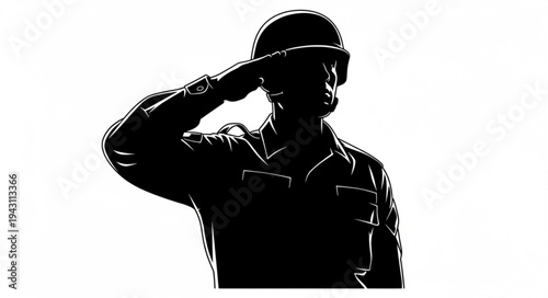 Military Soldier Saluting with Respect.