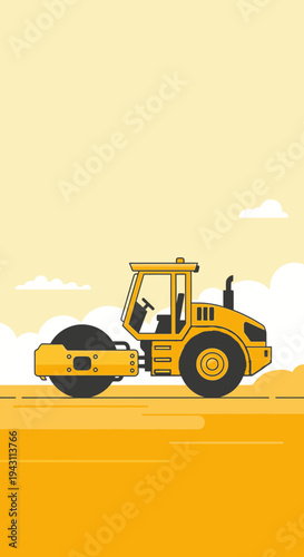 Modern Construction Vehicle Compacting Ground For Infrastructure Development Projects