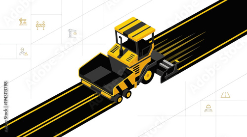 Modern Construction Vehicle Paving New Roadways Futuristic Style