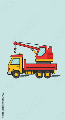 Modern Crane Truck Vehicle Illustration Industrial Construction Machinery