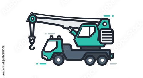 Modern Crane Truck Vehicle Illustration For Construction and Industry
