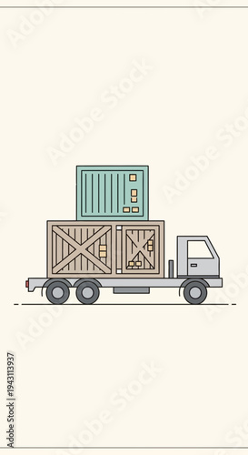 Modern Delivery Truck Carrying Cargo Containers For Logistics And Shipping Services