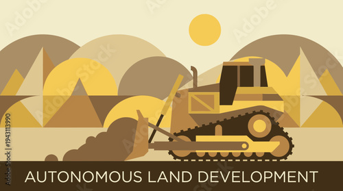 Modern Earthmover Clearing Terrain For Future Development Projects