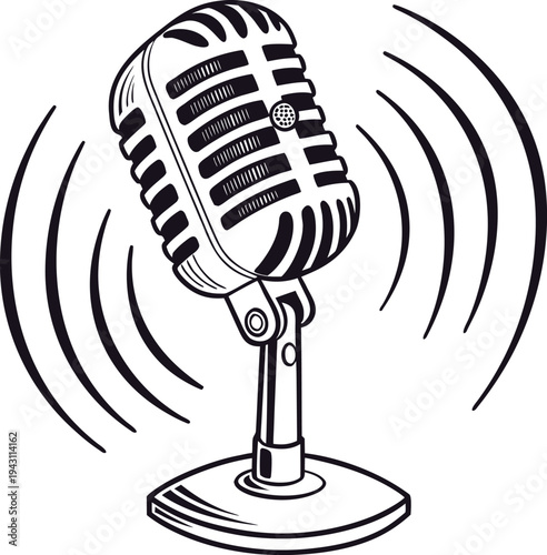 retro microphone vector