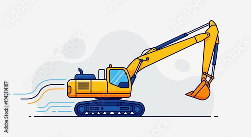 Modern Excavator Machine Illustration On Clean Background