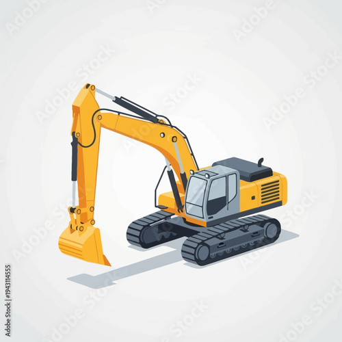 Modern Excavator Machine Ready For Construction Projects In Urban Settings