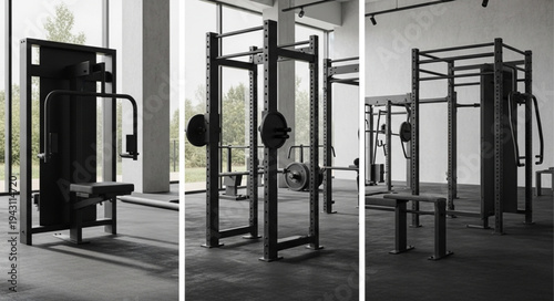 Modern Gym Equipment and Fitness Machines.