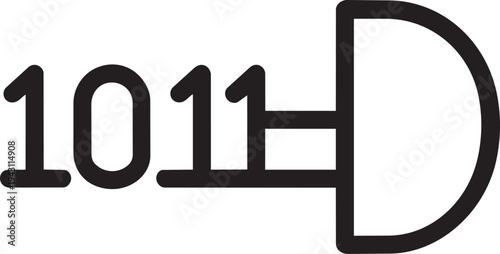 Owner key digital lock access symbol with binary code for secure blockchain technology network illustration isolated