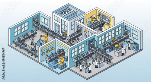 Modern Office Building Interior Illustration.