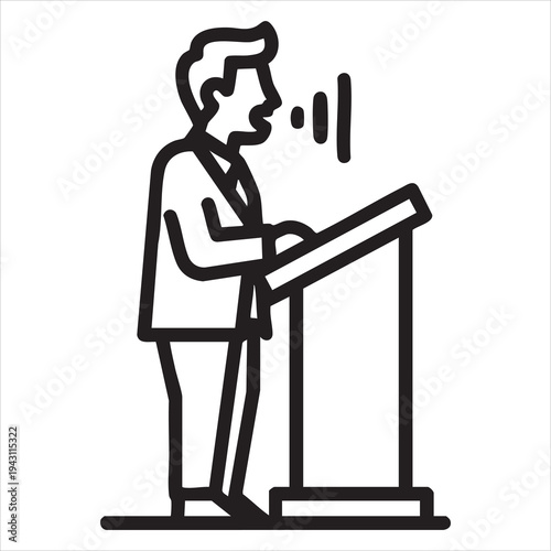 A man is giving a speech at a podium