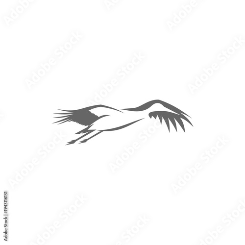 Stork brings icon silhouette. Vector logo of a stork in flight. Illustration side view, suitable for your design need, logo, illustration, animation, etc.