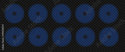 Wave light effect, radar neon waves are spreading, blue wifi wireless network, tech sound wave rings, glowing circles signal