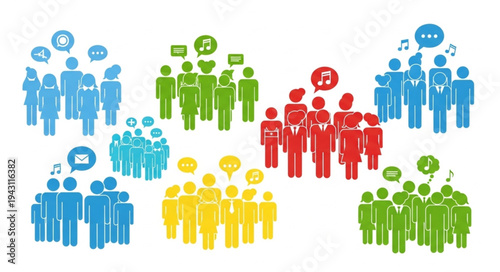 Diverse Groups of People Connected by Social Media and Communication.