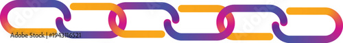A colorful chain link graphic with purple and orange hues on a white background
