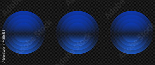 Wave light effect, radar neon waves are spreading, blue wifi wireless network, tech sound wave rings, glowing circles signal