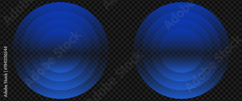Wave light effect, radar neon waves are spreading, blue wifi wireless network, tech sound wave rings, glowing circles signal