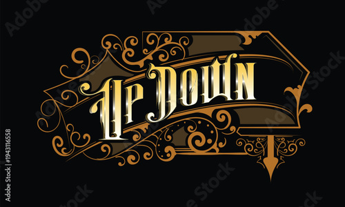 UP DOWN lettering custom style design