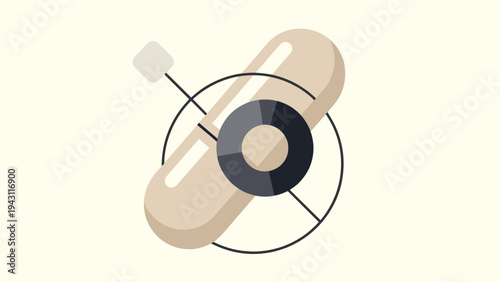 Modern abstract graphic of a medicinal pill or capsule with a target like circle element for health concepts and science ideas.
