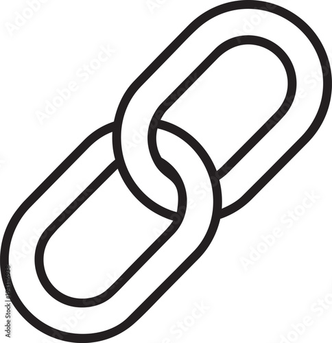 Chain link symbol representing blockchain technology connection and secure digital network integration in minimal outline style